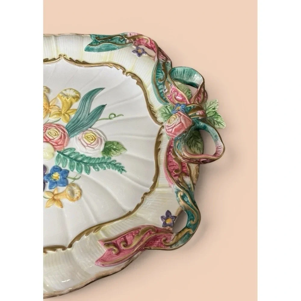 Fitz & Floyd Woodland Spring Large Oval Embossed‎ Serving Platter Floral Flowers